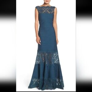Tadashi Shoji Teal Lace Maxi Dress